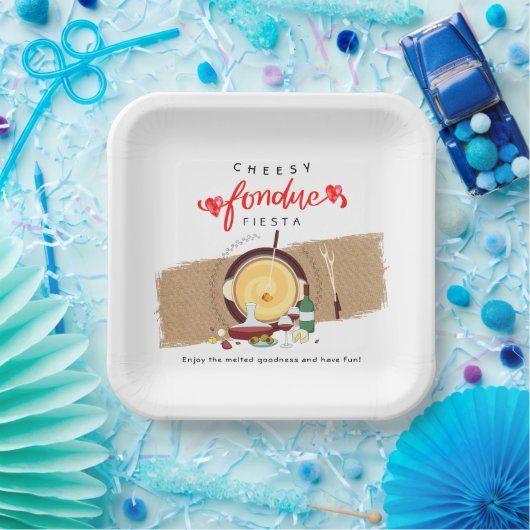 Cheesy Fondue Fiesta Hearts Pot Fondue Party Pappteller (Party)