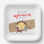Cheesy Fondue Fiesta Hearts Pot Fondue Party Pappteller (Vorderseite)