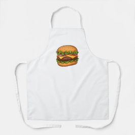 Cheesy Gourmet Burger Illustration Apron Schürze