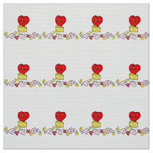 Cheesy Kisses Red Hearts Fabric