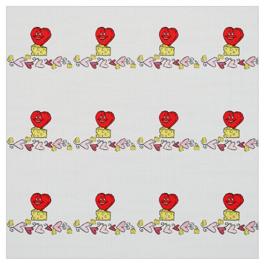Cheesy Kisses Red Hearts Fabric Stoff (Muster)