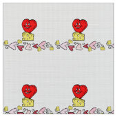 Cheesy Kisses Red Hearts Fabric Stoff (Nahaufnahme)