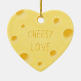 "Cheesy Liebe" Adorable Custom Käse Herz Keramik Ornament