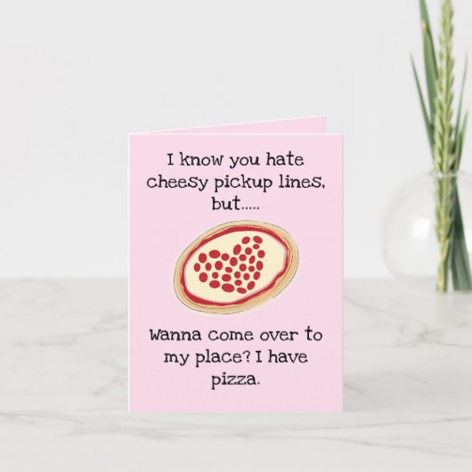 Cheesy Lieferwagen Line Pizza Valentine Feiertagskarte (Vorderseite)