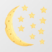 Cheesy Moon & 10 Stars Fantful Kids & Baby Room W Fensteraufkleber (Blatt)