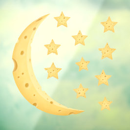 Cheesy Moon & 10 Stars Fantful Kids & Baby Room W Fensteraufkleber