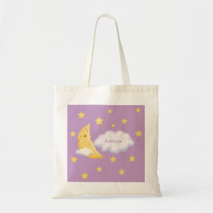 Cheesy Moon & Stars Fluffy Cloud individuelle Name Tragetasche