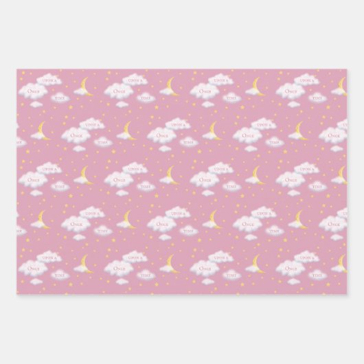 Cheesy Moon & Stars Fluffy Clouds personalizable Geschenkpapier Set (Vorderseite 3)