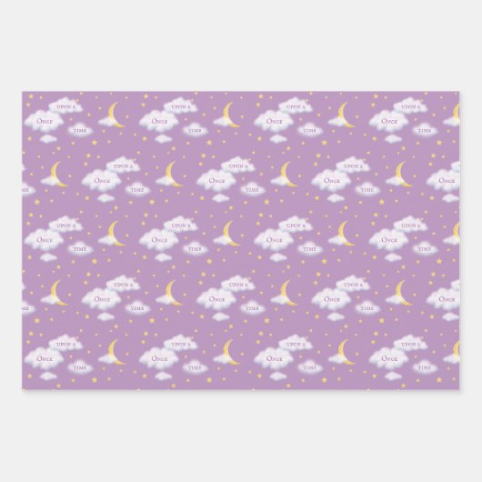 Cheesy Moon & Stars Fluffy Clouds personalizable Geschenkpapier Set (Vorderseite 2)