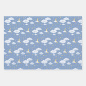 Cheesy Moon & Stars Fluffy Clouds personalizable Geschenkpapier Set (Vorderseite)