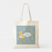 Cheesy Moon & Stars Personalisiert Fluffy Cloud Bl Tragetasche (Rückseite)