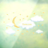 Cheesy Moon & Stars Personalisiert Fluffy Cloud Ki Fensteraufkleber (Blatt 3)