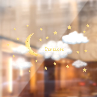 Cheesy Moon & Stars Personalisiert Fluffy Cloud Ki Fensteraufkleber