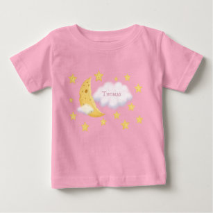 Cheesy Moon & Stars Personalisiert Fluffy Cloud Ni Baby T-shirt