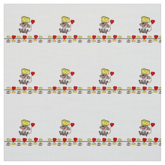 Cheesy Mousey Kisses Red Hearts Fabric Stoff (Muster)