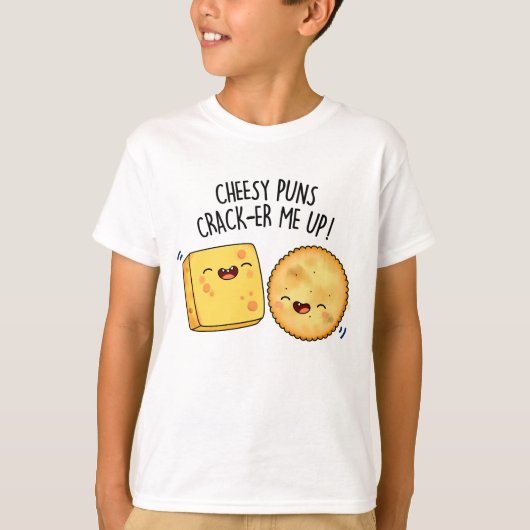 Cheesy Puns Crack-er Me Up Funny Cheese Puff T-Shirt (Vorderseite)