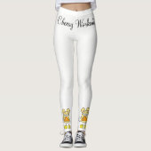 Cheesy Workout Mouse Pizza Weiße Leggings (Vorderseite)