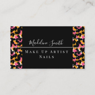 Cheetah Abstrakt Pink Makeup Artist Business Card Visitenkarte