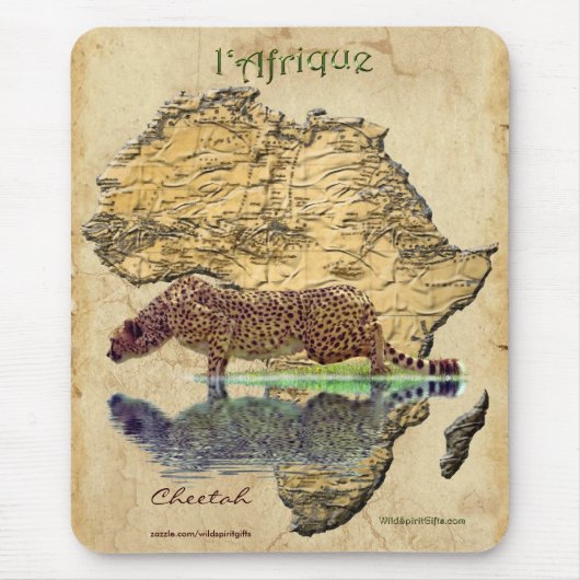 Cheetah & Africa Map Big Cat Wildlife Art Mousepad (Vorne)