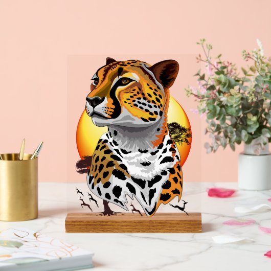 Cheetah African Feline Wild Animal Acrylschild (Hochzeit)