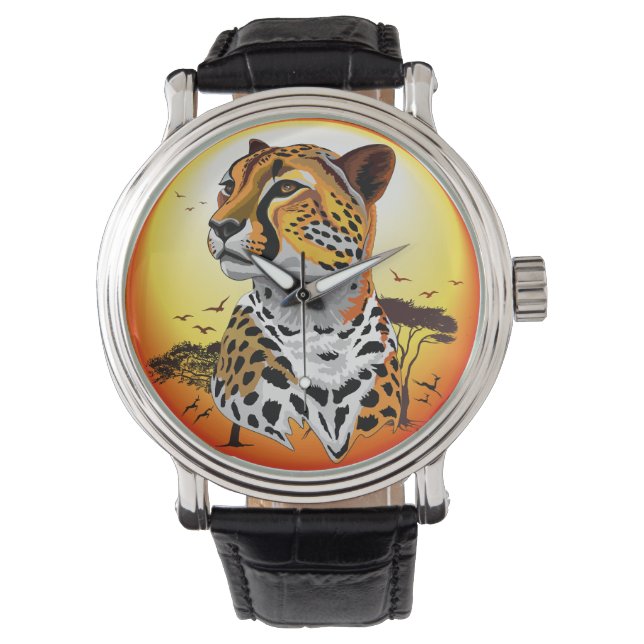 Cheetah African Feline Wild Animal Armbanduhr (Vorderseite)