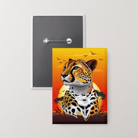 Cheetah African Feline Wild Animal Button (Vorderseite/Rückseite)