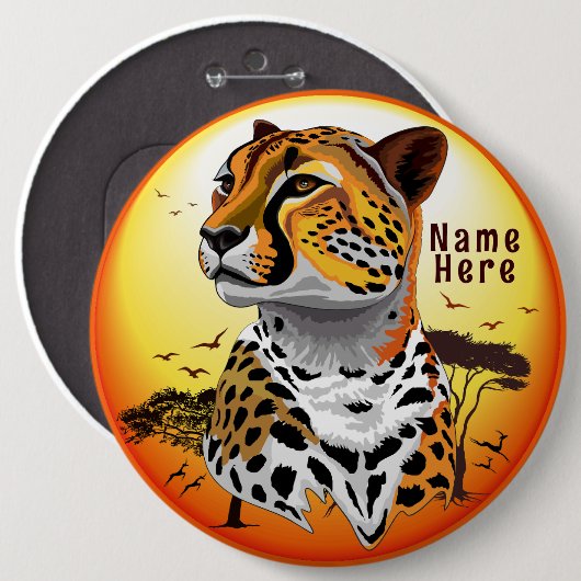 Cheetah African Feline Wild Animal Button (Vorne & Hinten)