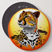 Cheetah African Feline Wild Animal Button (Vorne & Hinten)