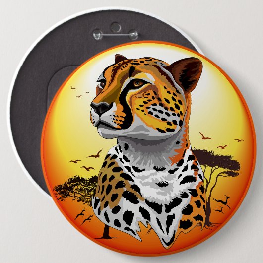 Cheetah African Feline Wild Animal Button (Vorne & Hinten)