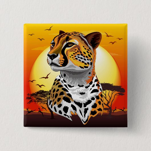 Cheetah African Feline Wild Animal Button (Vorderseite)