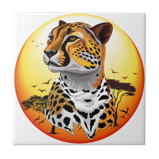 Cheetah African Feline Wild Animal Fliese (Vorderseite)