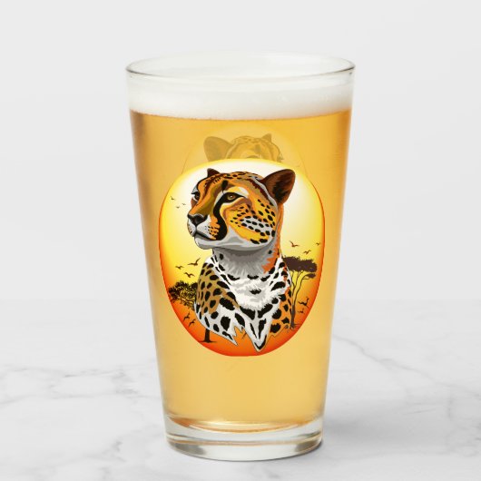 Cheetah African Feline Wild Animal Glas (Vorne (Gefüllt))