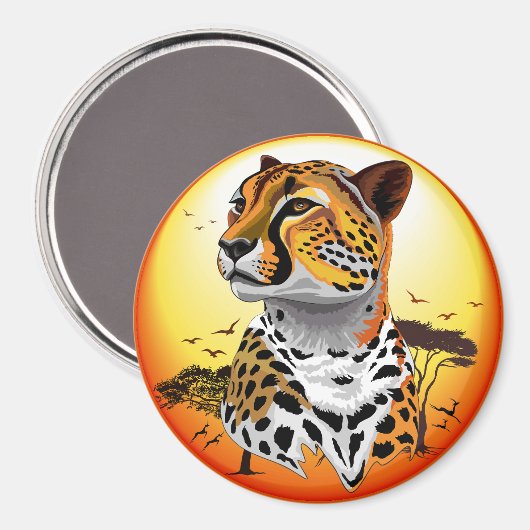 Cheetah African Feline Wild Animal Magnet (Vorderseite/Rückseite)