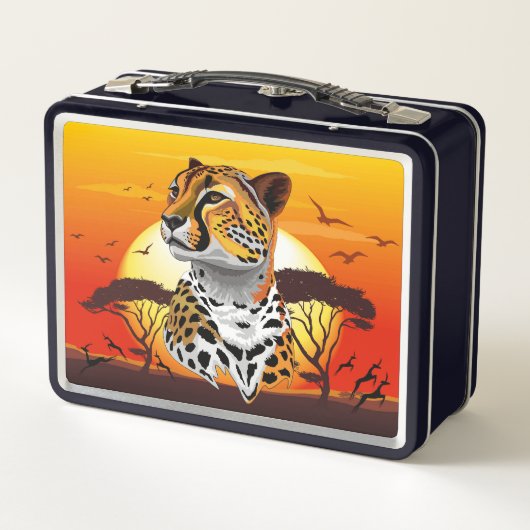 Cheetah African Feline Wild Animal Metall Brotdose (Rückseite)