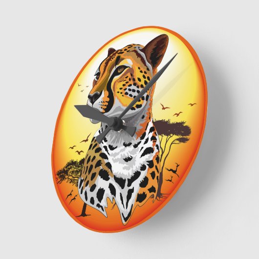 Cheetah African Feline Wild Animal Runde Wanduhr (Winkel)