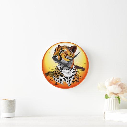 Cheetah African Feline Wild Animal Runde Wanduhr (Zuhause)