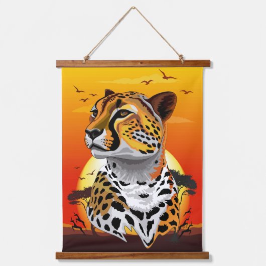 Cheetah African Feline Wild Animal Wandteppich Mit Holzrahmen (Vorderseite)