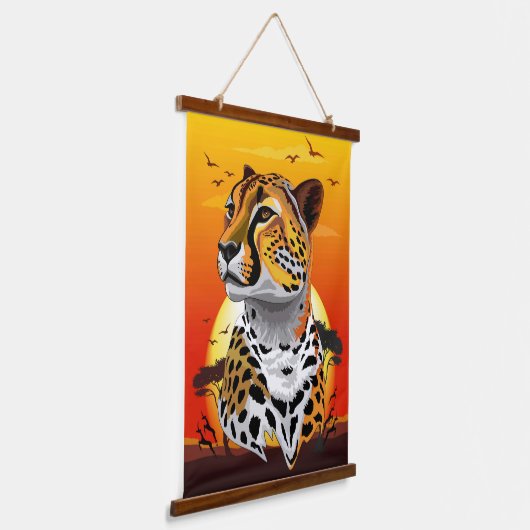 Cheetah African Feline Wild Animal Wandteppich Mit Holzrahmen (Gewinkelt)