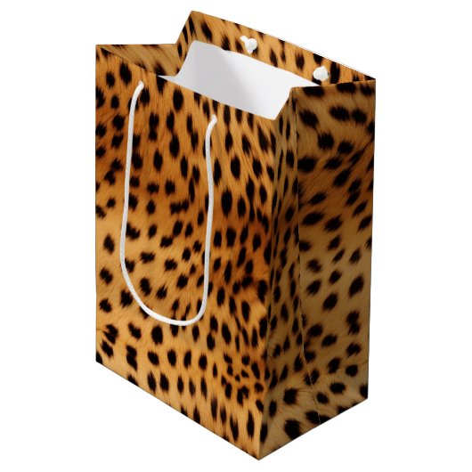 Cheetah Animal Fur Mittlere Geschenktüte (Vorderseite Schrägansicht)