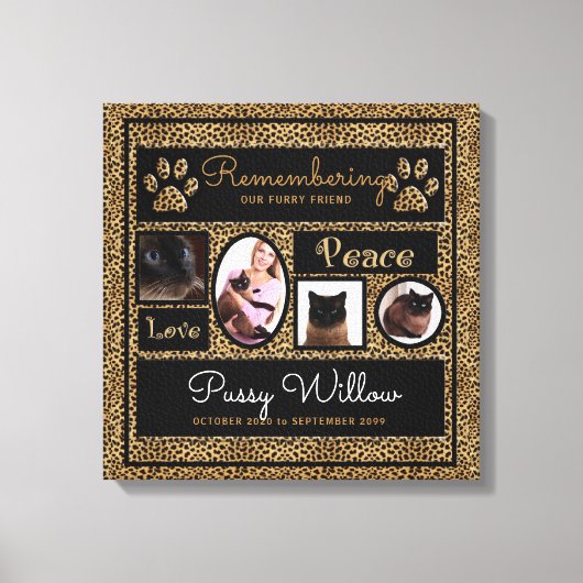 Cheetah Animal Print 4 Foto Cat Pet Memorial Leinwanddruck (Vorderseite)