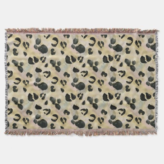 Cheetah Animal Print Black, Gold Decke (Vorderseite)