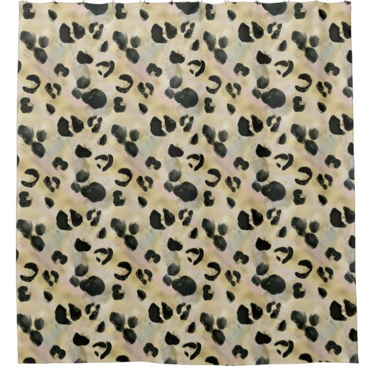 Cheetah Animal Print Black, Gold Duschvorhang (Vorderseite)