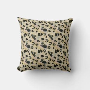 Cheetah Animal Print Black, Gold Kissen