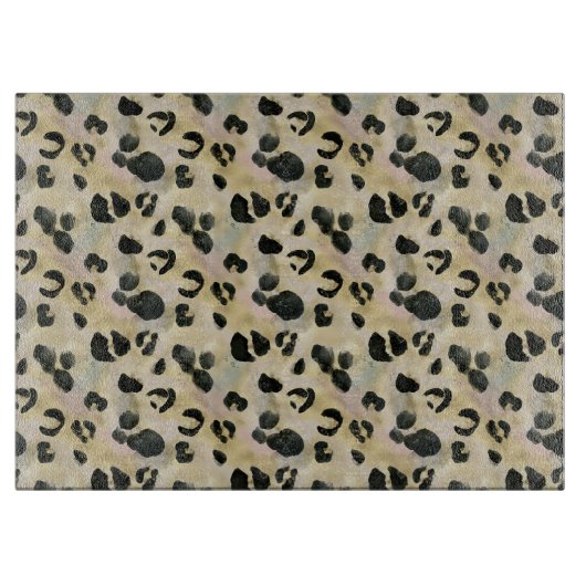 Cheetah Animal Print Black, Gold Schneidebrett (Vorderseite)