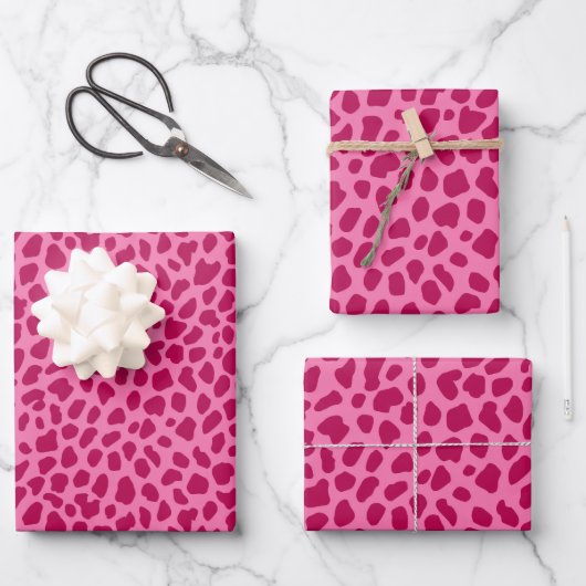 Cheetah Animal Print Girly Glam y2k Ästhetik Rosa Geschenkpapier Set (Vorderseite)