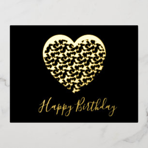 Cheetah Animal Print Heart Happy Birthday Folien Feiertagspostkarte