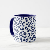 Cheetah Animal Print in Navy Blue und White Tasse (Vorderseite Links)