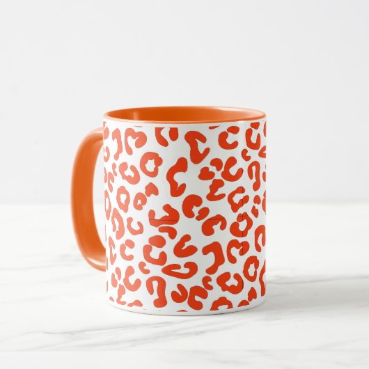 Cheetah Animal Print in Orange und White Tasse (Vorderseite Links)