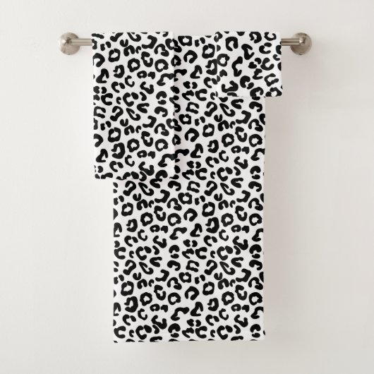 Cheetah Animal Print in Schwarz und Weiß Badhandtuch Set (Insitu)