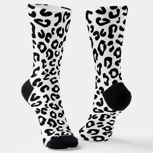 Cheetah Animal Print in Schwarzweiß Socken (Gewinkelt)
